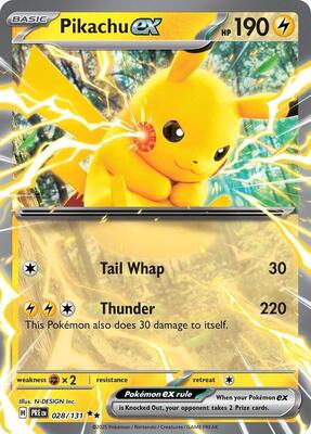 Pokemon,SV: Prismatic Evolutions,Pikachu ex - 028/131,Holofoil,Double Rare,Lightly Played