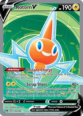 Pokemon,SWSH11: Lost Origin,Rotom V (Full Art) - 176/196,Holofoil,Ultra Rare,Near Mint