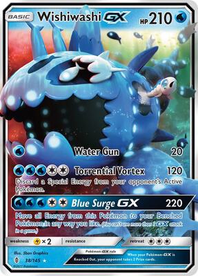 Pokemon,SM - Guardians Rising,Wishiwashi GX - 38/145,Holofoil,Ultra Rare,Near Mint