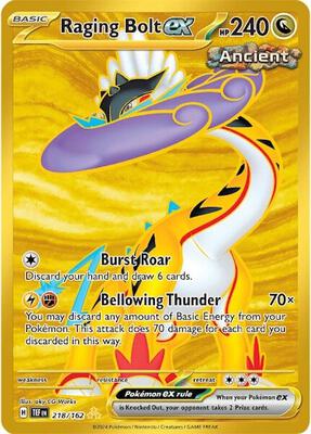 Pokemon,SV05: Temporal Forces,Raging Bolt ex - 218/162,Holofoil,Hyper Rare,Near Mint