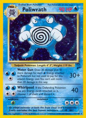 Pokemon,Base Set 2,Poliwrath - 015/130,Holofoil,Holo Rare,Moderately Played