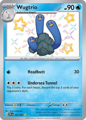 Pokemon,SV: Paldean Fates,Wugtrio - 122/091,Holofoil,Shiny Rare,Lightly Played