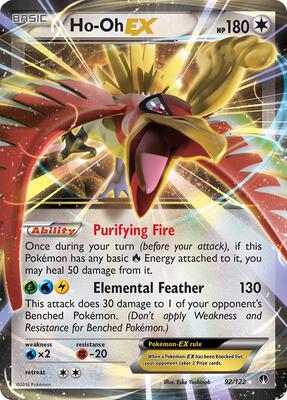 Pokemon,XY - BREAKpoint,Ho-Oh EX - 92/122,Holofoil,Ultra Rare,Moderately Played
