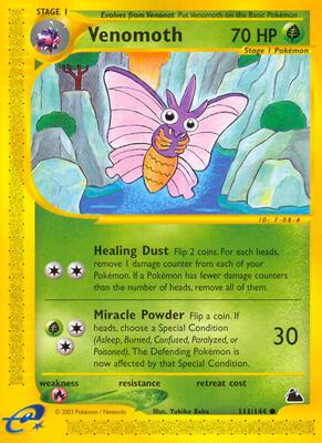 Pokemon,Skyridge,Venomoth - 111/144,Reverse Holofoil,Common,Damaged