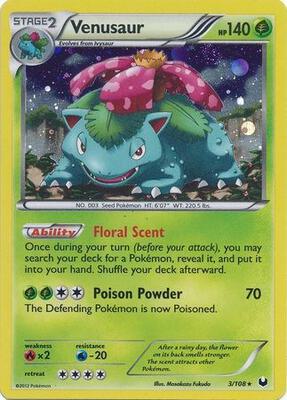 Pokemon,Blister Exclusives,Venusaur - 3/108 (Cosmos Holo) - 003/108,Holofoil,Promo,Damaged