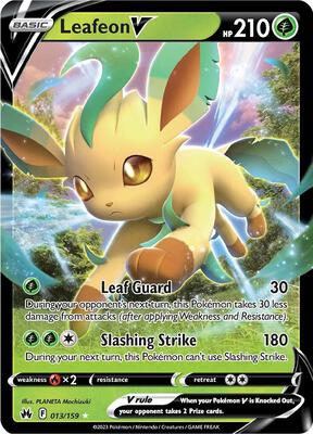 Pokemon,SWSH: Crown Zenith,Leafeon V - 013/159,Holofoil,Ultra Rare,Near Mint