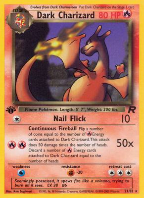 Pokemon,Team Rocket,Dark Charizard (21) - 21/82,Unlimited,Rare,Damaged