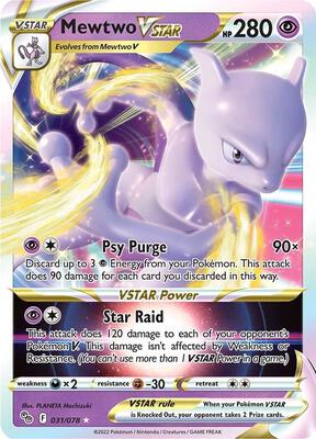 Pokemon,Pokemon GO,Mewtwo VSTAR - 031/078,Holofoil,Ultra Rare,Near Mint