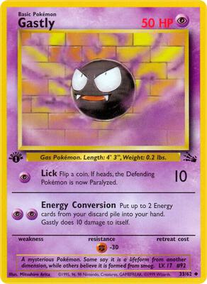 Pokemon,Fossil,Gastly - 33/62,1st Edition,Uncommon,Moderately Played
