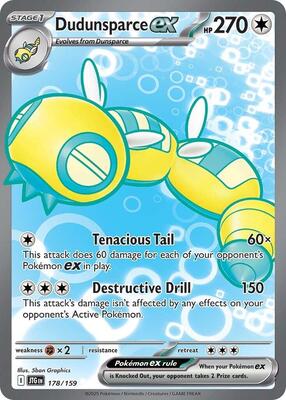Pokemon,SV09: Journey Together,Dudunsparce ex - 178/159,Holofoil,Ultra Rare,Lightly Played