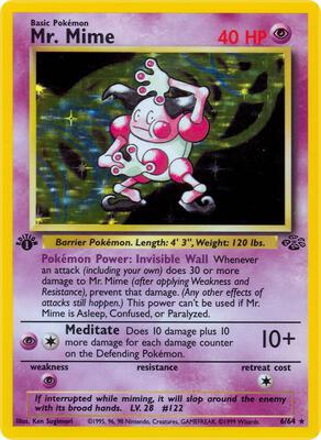 Pokemon,Jungle,Mr. Mime (6) - 06/64,Unlimited Holofoil,Holo Rare,Damaged