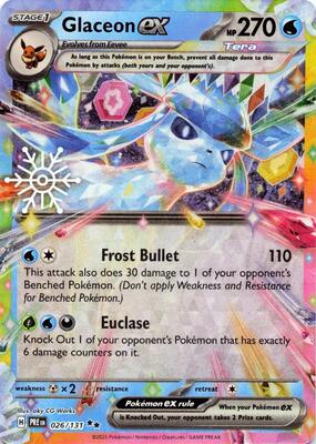 Pokemon,Miscellaneous Cards & Products,Glaceon ex - 026/131 (Holiday Calendar),Holofoil,Double Rare,Near Mint