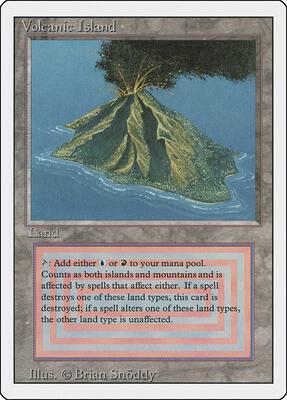 Magic: The Gathering,Revised Edition,Volcanic Island,Normal,Rare,Damaged