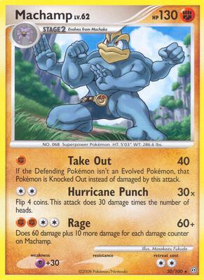 Pokemon,Stormfront,Machamp - 20/100,Normal,Rare,Moderately Played