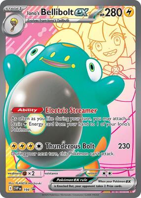 Pokemon,SV: Scarlet & Violet Promo Cards,Iono's Bellibolt ex - 194,Holofoil,Promo,Lightly Played