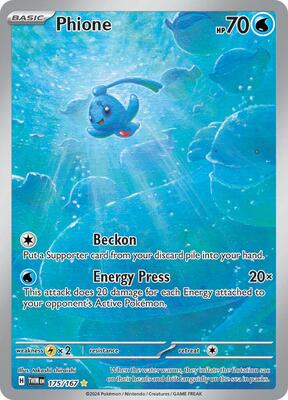 Pokemon,SV06: Twilight Masquerade,Phione - 175/167,Holofoil,Illustration Rare,Moderately Played