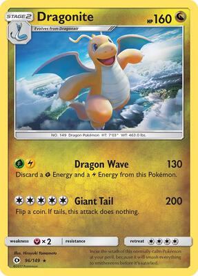 Pokemon,SM Base Set,Dragonite - 96/149,Holofoil,Holo Rare,Lightly Played