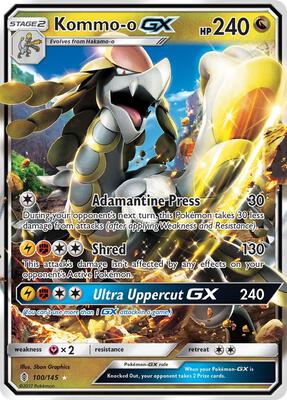 Pokemon,SM - Guardians Rising,Kommo-o - 100/145,Holofoil,Ultra Rare,Lightly Played