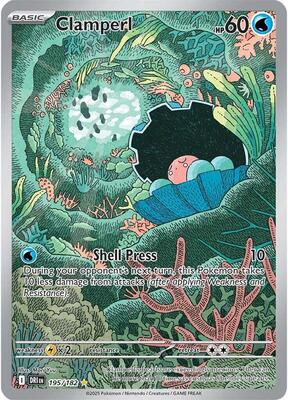 Pokemon,SV10: Destined Rivals,Clamperl - 195/182,Holofoil,Illustration Rare,Lightly Played