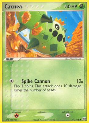 Pokemon,EX Emerald,Cacnea - 44/106,Reverse Holofoil,Common,Damaged