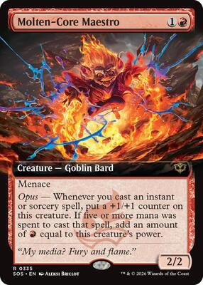 Magic: The Gathering,Secrets of Strixhaven,Molten-Core Maestro (Extended Art) - 335,Foil,Rare,Lightly Played