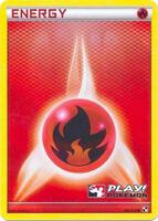 Pokemon,League & Championship Cards,Fire Energy - 106/114 (Play! Pokemon),Holofoil,Promo,Heavily Played