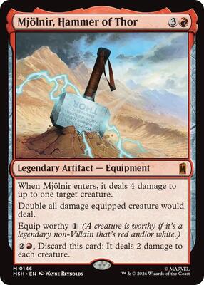 Magic: The Gathering,Marvel Super Heroes,Mjolnir, Hammer of Thor - 146,Foil,Mythic,Near Mint