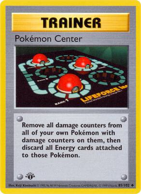 Pokemon,Base Set (Shadowless),Pokemon Center - 085/102,1st Edition,Uncommon,Damaged