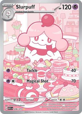 Pokemon,ME: Ascended Heroes,Slurpuff - 236/217,Holofoil,Illustration Rare,Near Mint