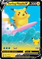 Pokemon,Celebrations,Surfing Pikachu V - 008/025,Holofoil,Ultra Rare,Near Mint