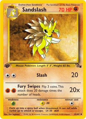Pokemon,Fossil,Sandslash - 41/62,1st Edition,Uncommon,Heavily Played