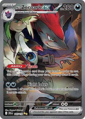 Pokemon,SV09: Journey Together,N's Zoroark ex - 185/159,Holofoil,Special Illustration Rare,Moderately Played