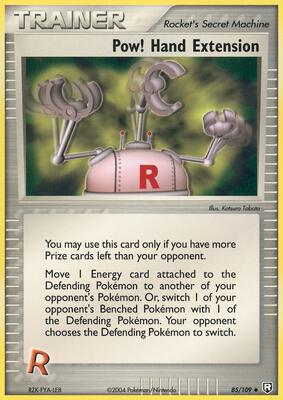 Pokemon,EX Team Rocket Returns,Pow! Hand Extension - 85/109,Reverse Holofoil,Uncommon,Damaged