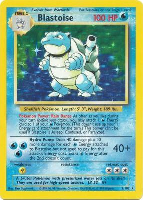 Pokemon,Base Set,Blastoise - 002/102,Holofoil,Holo Rare,Damaged