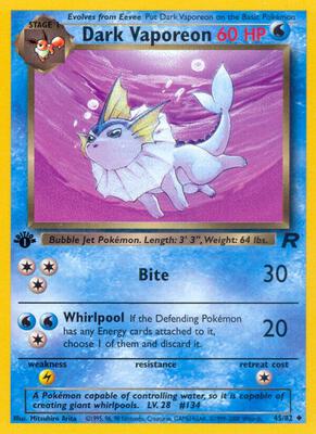 Pokemon,Team Rocket,Dark Vaporeon - 45/82,1st Edition,Uncommon,Moderately Played
