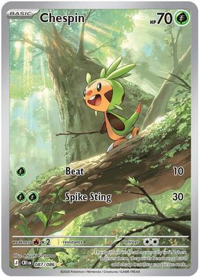 Pokemon,ME04: Chaos Rising,Chespin - 087/086,Holofoil,Illustration Rare,Near Mint