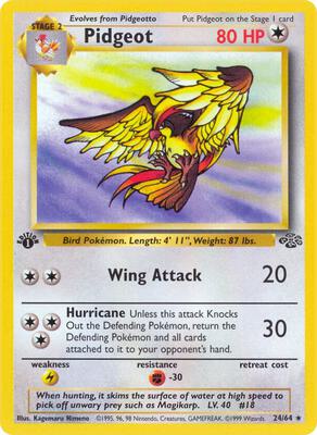 Pokemon,Jungle,Pidgeot (24) - 24/64,Unlimited,Rare,Damaged