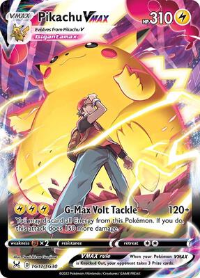 Pokemon,SWSH11: Lost Origin Trainer Gallery,Pikachu VMAX - TG17/TG30,Holofoil,Ultra Rare,Near Mint