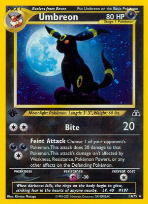 Pokemon,Neo Discovery,Umbreon (13) - 13/75,Unlimited Holofoil,Holo Rare,Lightly Played