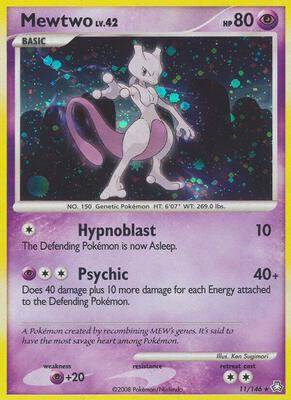 Pokemon,Legends Awakened,Mewtwo - 11/146,Holofoil,Holo Rare,Heavily Played