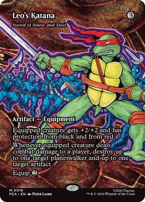 Magic: The Gathering,Teenage Mutant Ninja Turtles Source Material,Leo's Katana - Sword of Sinew and Steel (Borderless) - 18,Foil,Mythic,Lightly Played