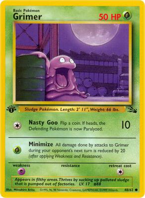 Pokemon,Fossil,Grimer - 48/62,1st Edition,Common,Moderately Played
