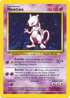 Pokemon,Base Set,Mewtwo - 010/102,Holofoil,Holo Rare,Heavily Played