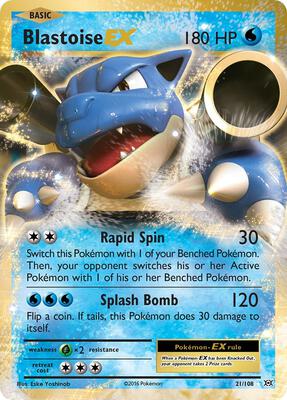 Pokemon,XY - Evolutions,Blastoise EX - 21/108,Holofoil,Ultra Rare,Near Mint