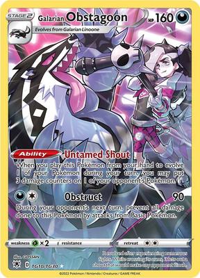 Pokemon,SWSH10: Astral Radiance Trainer Gallery,Galarian Obstagoon - TG10/TG30,Holofoil,Ultra Rare,Lightly Played