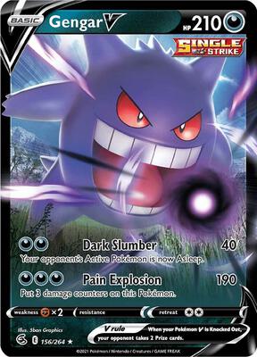 Pokemon,SWSH08: Fusion Strike,Gengar V - 156/264,Holofoil,Ultra Rare,Near Mint