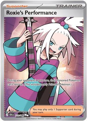 Pokemon,ME04: Chaos Rising,Roxie's Performance - 112/086,Holofoil,Ultra Rare,Near Mint