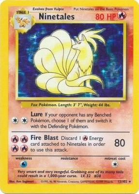 Pokemon,Base Set,Ninetales - 012/102,Holofoil,Holo Rare,Lightly Played
