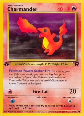 Pokemon,Team Rocket,Charmander - 50/82,1st Edition,Common,Lightly Played