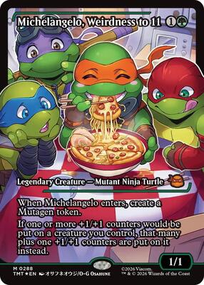 Magic: The Gathering,Teenage Mutant Ninja Turtles,Michelangelo, Weirdness to 11 (Showcase) - 288,Foil,Mythic,Near Mint